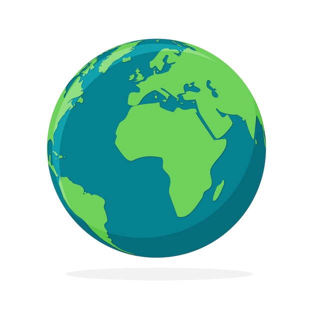 Globo terrestre isolado. Ícone do mapa mundial. Hemisfério de cor da terra. ilustração.