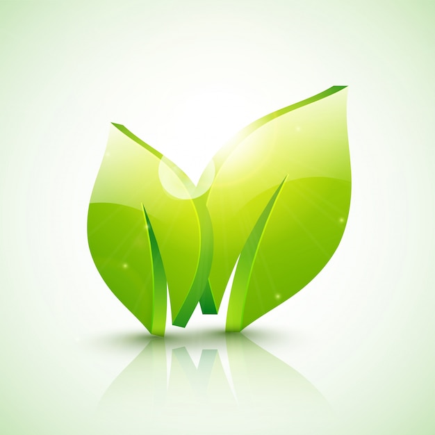 Glossy 3D green leaves for Ecology or Nature concept.