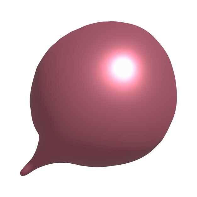 Vetor glossy pink speech bubble render com efeito 3d e sombras suaves