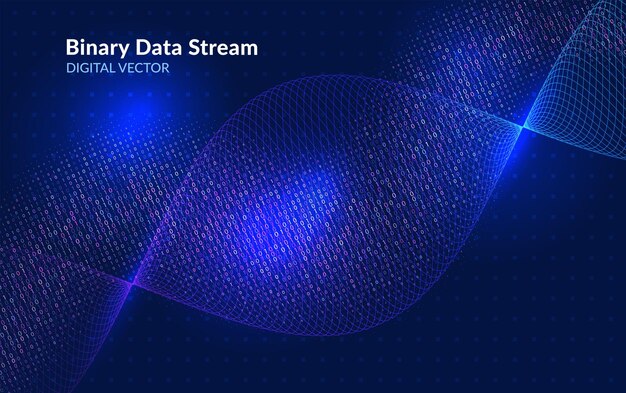 Glowing binary data visualization with digital matrix style Ideal for big data analytics virtual reality and information technology concepts