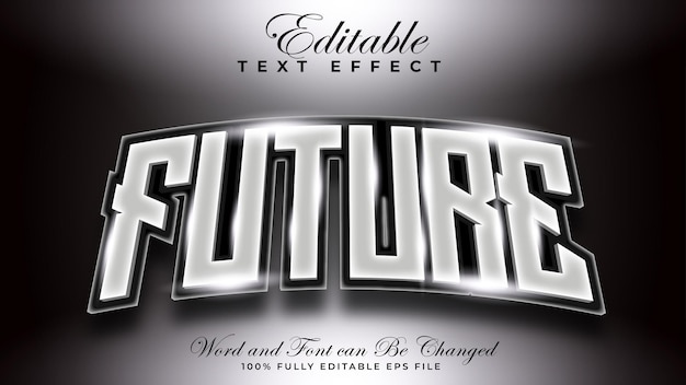 Glowing branco Efeito de texto futuro em fundo escuro