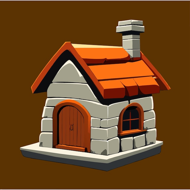 Gnome casa rústica de madeira mundo de fantasia paisagem desenhada à mão plano ícone de adesivo de desenho animado elegante