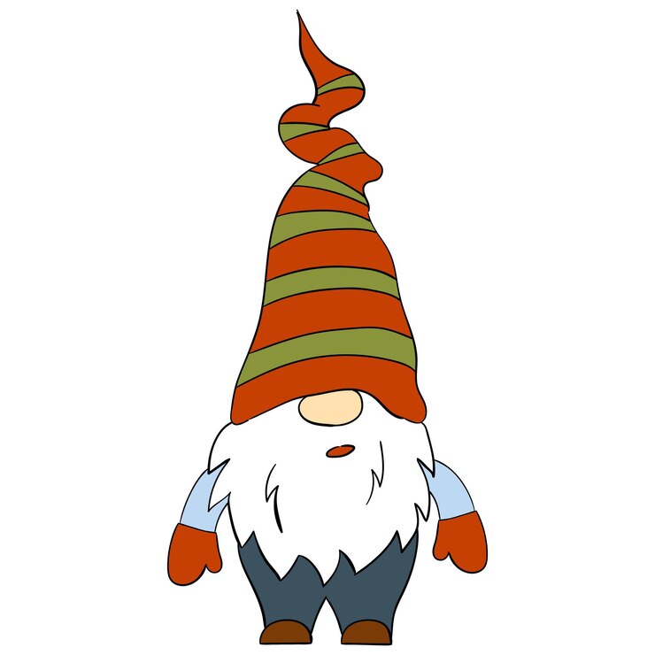 Vetor gnomo de natal dos desenhos animados ilustração vetorial de anões fofos em um fundo branco