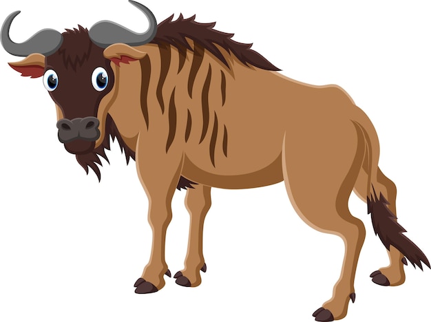 Gnu dos desenhos animados isolado no fundo branco