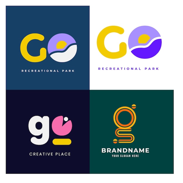 go letra alfabética Vector de design de logotipo elegante e de emblema de marketing da empresa de negócios corporativos