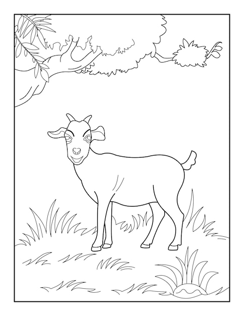 Goatcoloring page for kids livro de colorir cabras para relaxar e meditar