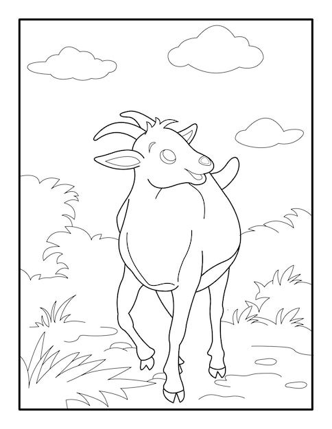 GoatColoring Page for kids Livro de colorir cabras para relaxar e meditar