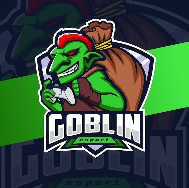 Vetor goblin jogador mascote esport design de logotipo