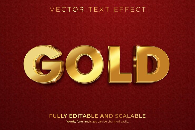 Vetor gold efeito de tipografia vetorial editável