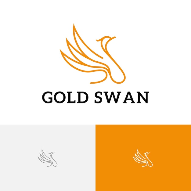 Gold swan golden elegant goose monoline logo