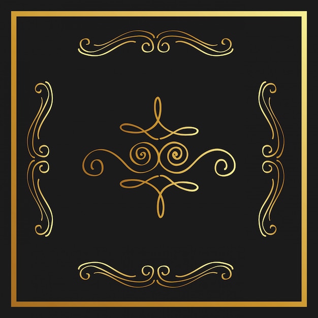 Vetor golden calligraphic flourishes ornamento decorativo design elemento redemoinho