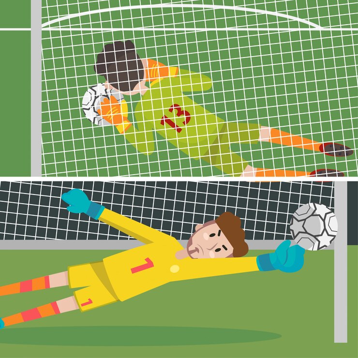 goleiro de personagem salvando bola