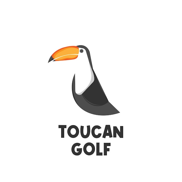 Golf tucan bird ilustração simples logo