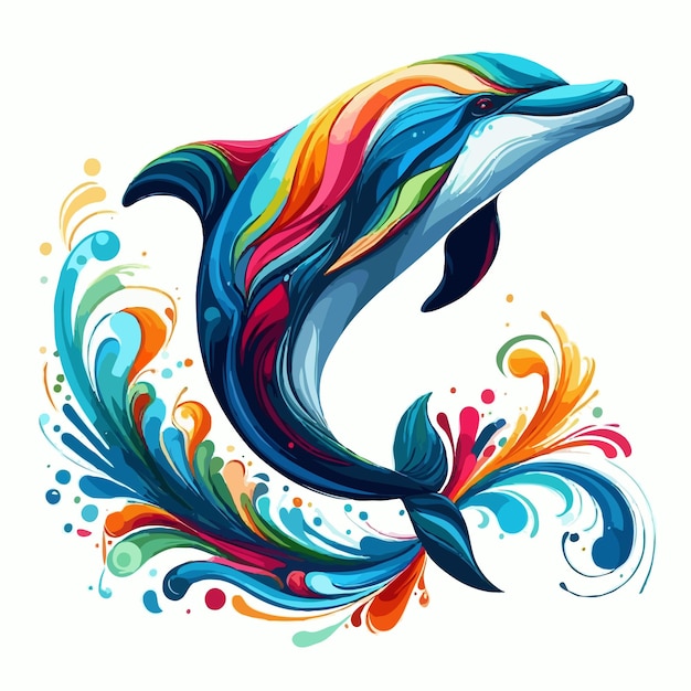 golfinho bonito vetor de desenho animado multicolor em fundo branco