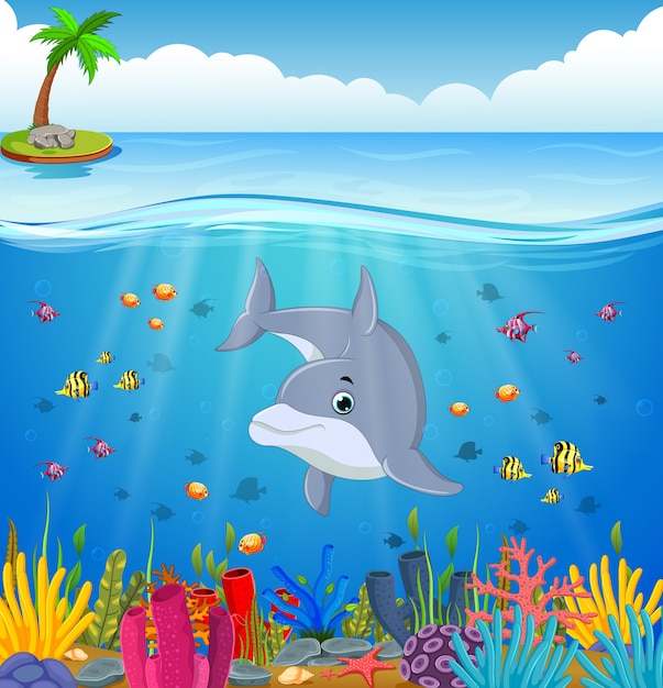 golfinho dos desenhos animados sob o mar