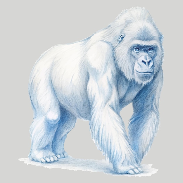 Vetor gorila caminhando esboço desenhado à mão estilo de gravura ilustração vetorial clipart para elemento de design
