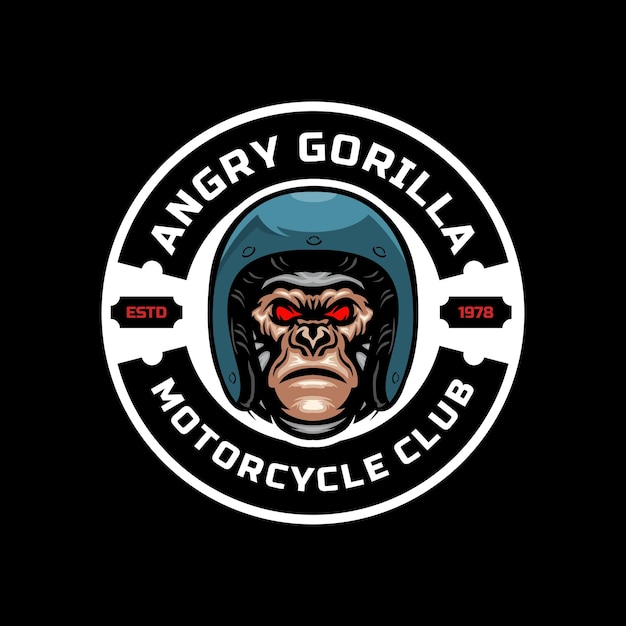 Gorilla kong irritado com logotipo do emblema do capacete da motocicleta