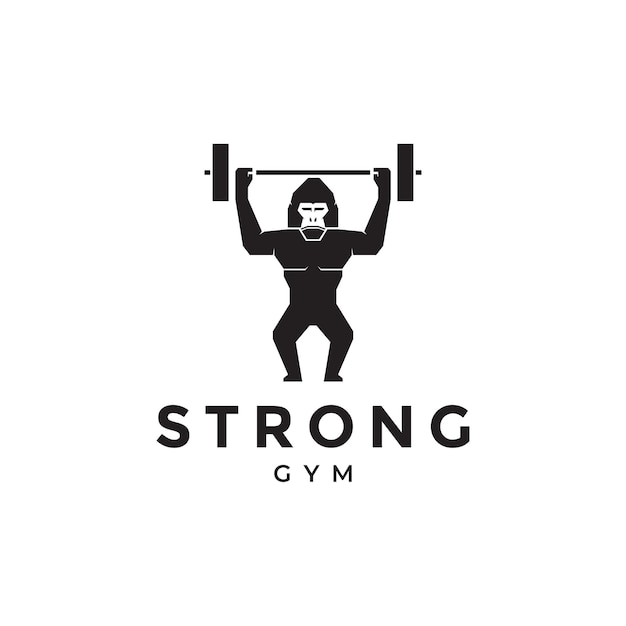 Gorilla strong barbell gym logo design vector gráfico símbolo ícone ilustração ideia criativa