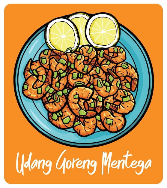 Gostoso udang goreng mentega uma comida tradicional da indonésia