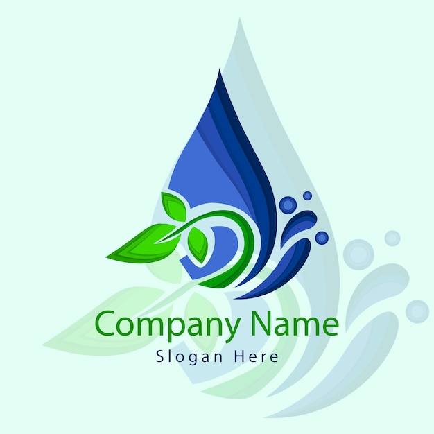 Gota d'água com logotipo de folha