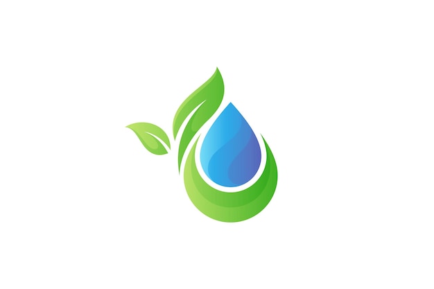 Gota de água do logotipo do ambiente e modelo de design do logotipo da planta