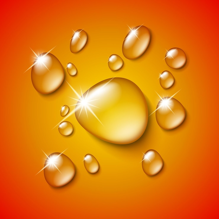 Vetor gota de água transparente em fundo laranja