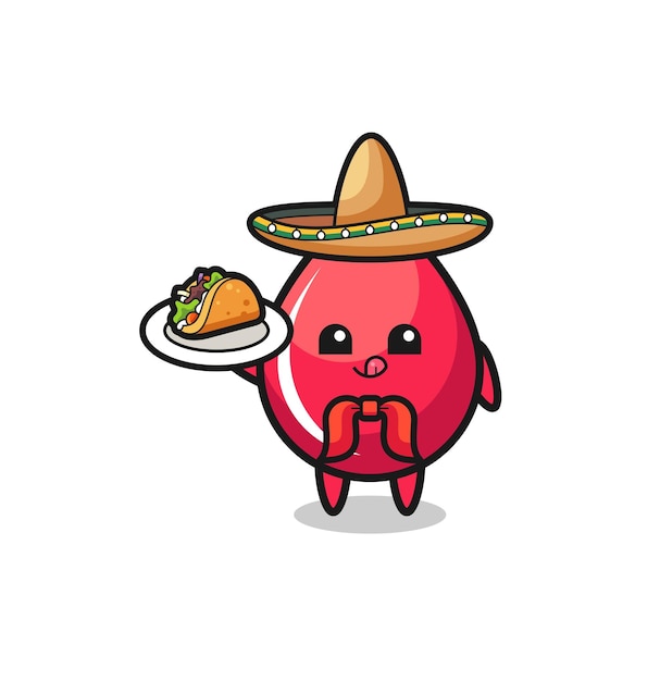 Gota de sangue mascote chef mexicano segurando um taco