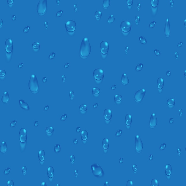 Gotas de água transparente vector sem costura padrão
