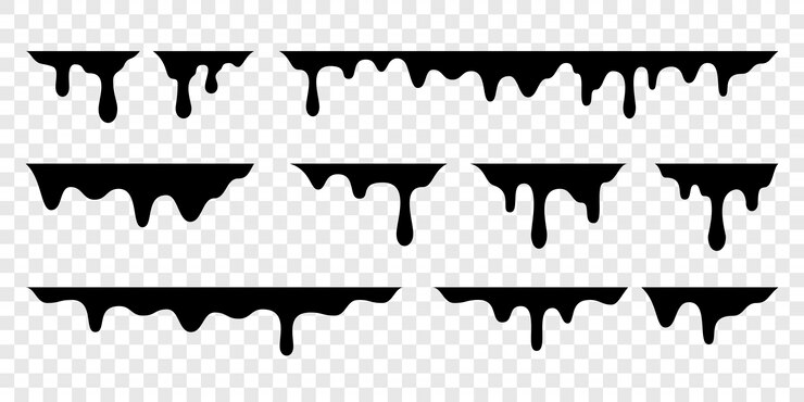 Vetor gotas de derretimento preto ou gotas de tinta líquida