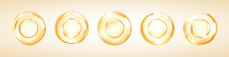 Vetor gotas de óleo de essência cosmética transparente serum de pele de colágeno solução cosmética de cuidado da pele de conceito