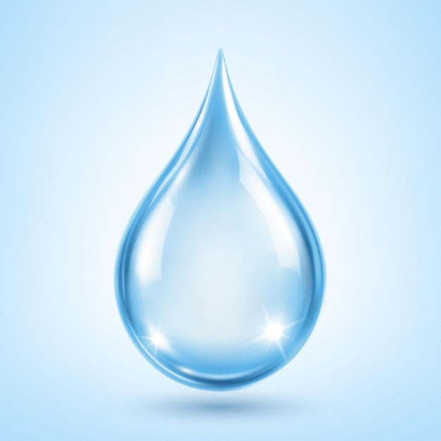Gotas de soro cosmético azul transparente Ilustração do vetor de hidratação realista xAxA