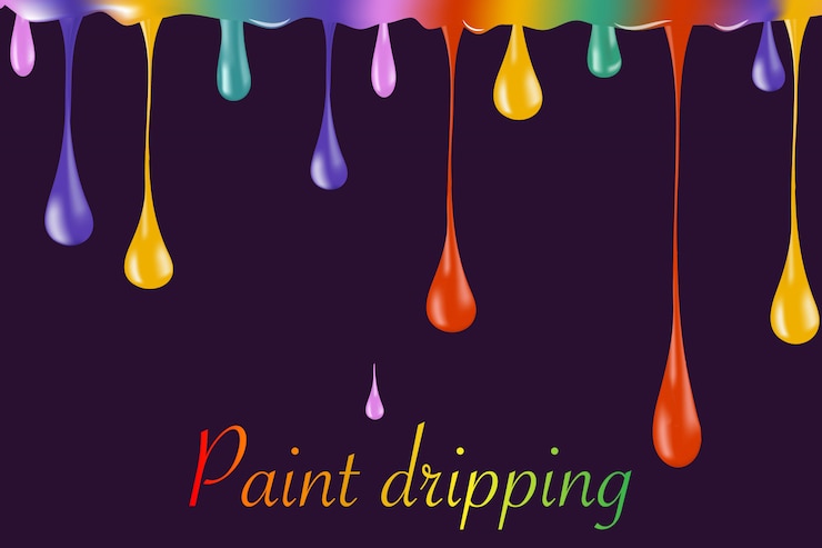 Gotas de tinta brilhante arco-íris em branco. ilustrador. Gotas de esmalte. Esmalte caindo gota. gotas de tinta caindo. gotas de tinta caindo. gotas caindo.