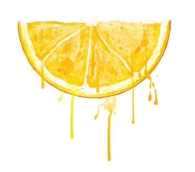 Vetor gotejamento de suco de fatia de limão em aquarela