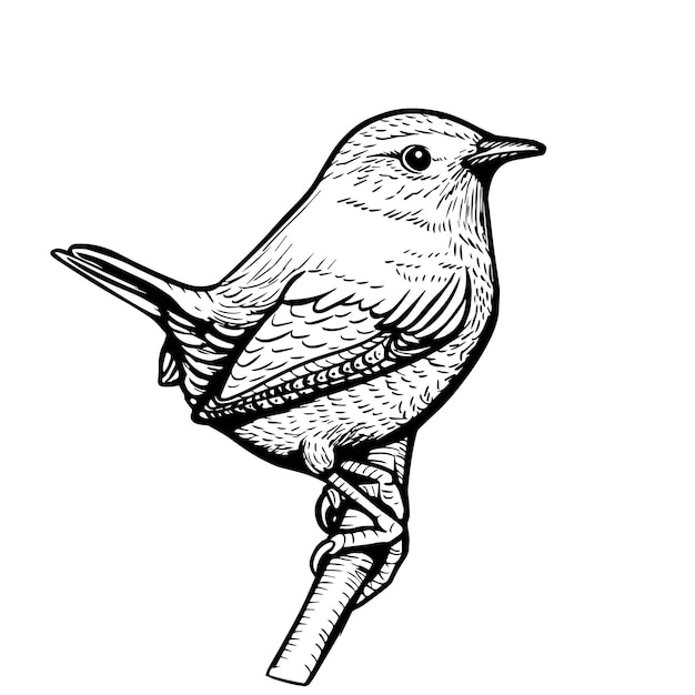 Vetor gracinha mão desenhada wren