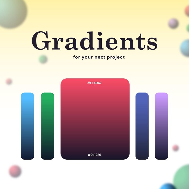 Vetor gradação de cores com 2 cores e combinação de 5 coleções