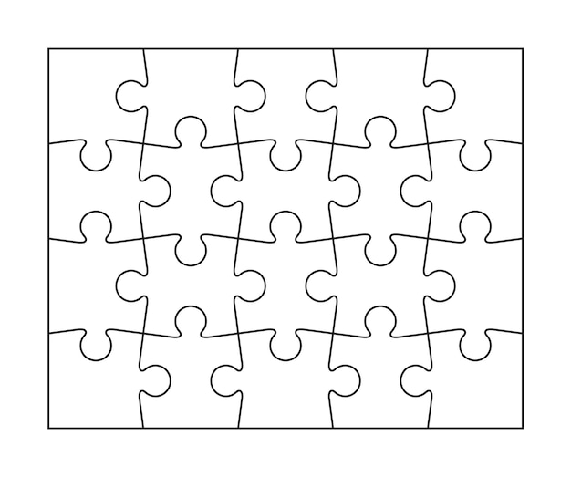 Vetor grade de quebra-cabeça com 20 peças. grade de quebra-cabeça. ilustração vetorial.