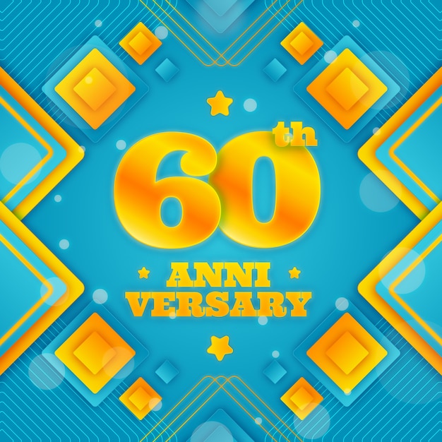 Vetor gradiente 60º aniversário ou cartão de aniversário