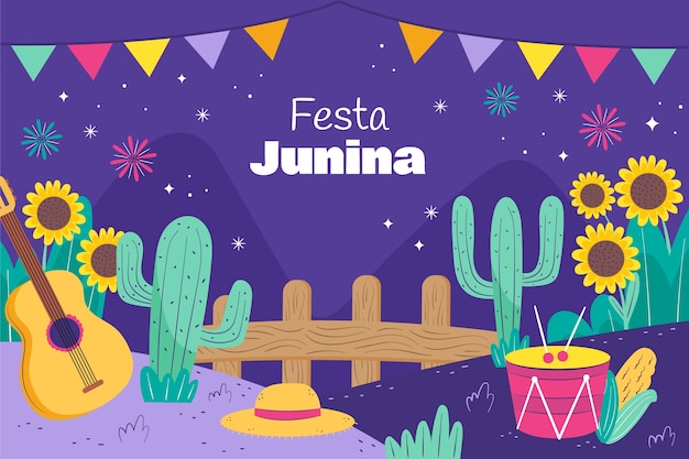 Vetor gradiente brasileiro festas juninas fundo