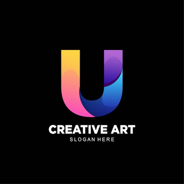 Gradiente colorido do logotipo do design da letra U
