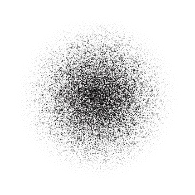 Vetor gradiente de círculo de grãos. forma redonda pontilhada. textura radial dotwork estocástica. ruído grunge aleatório