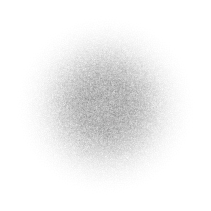 Vetor gradiente de círculo de grãos. forma redonda pontilhada. textura radial dotwork estocástica. ruído grunge aleatório