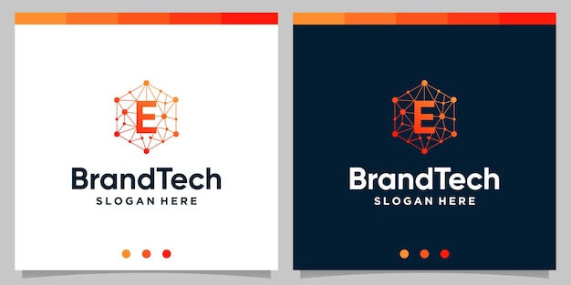 Gradiente de logotipo abstrato de tecnologia blockchain com logotipo da letra inicial. vetor premium