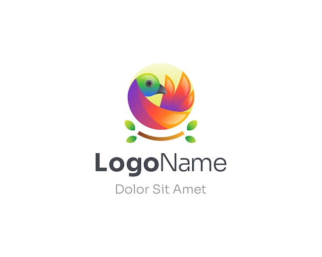 Gradiente de logotipo de pássaro colorido incrível