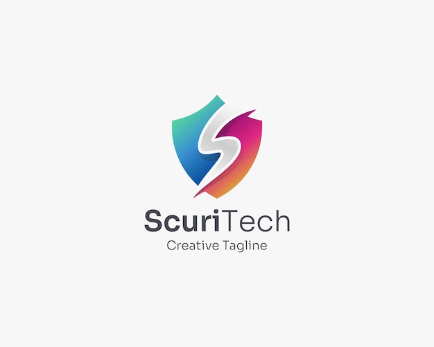 Gradiente de logotipo de tecnologia de segurança criativa