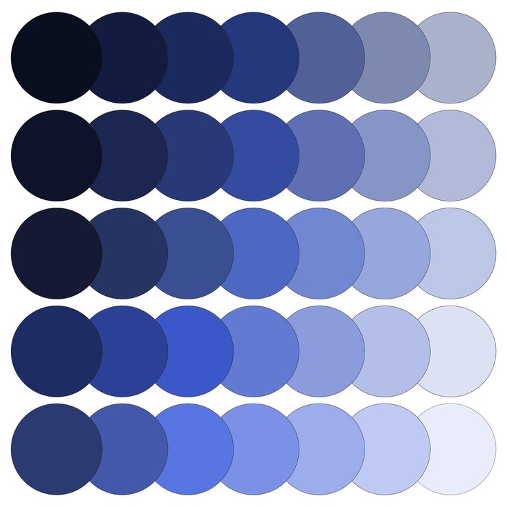 Vetor gradiente de pontos azul-marinho a azul claro espectro de tons frios padrão circular para design sereno