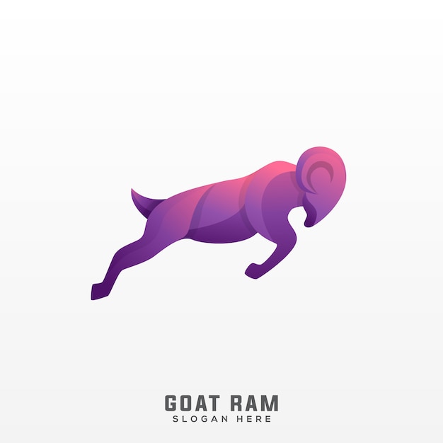 Gradiente de roxo de logotipo de ram de cabra