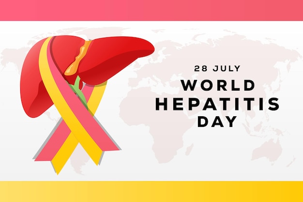 Vetor gradiente dia mundial da hepatite 28 de julho ilustração com fita