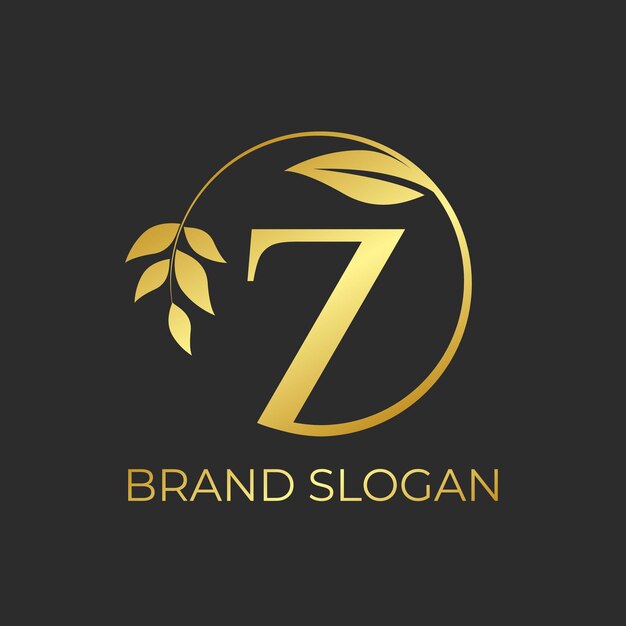 Gradiente dourado luxo letra z logotipo floral slogan da marca moldura de folha botânica