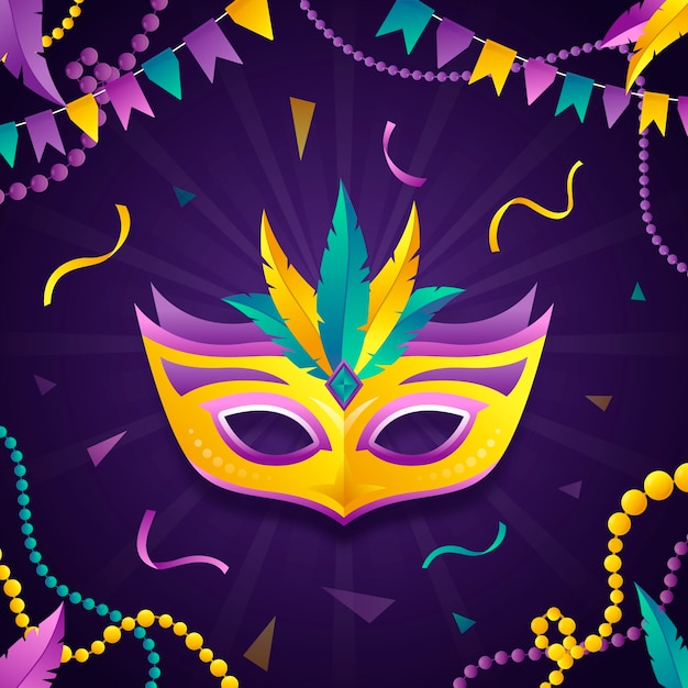 Gradiente ilustração de celebração de mardi gras