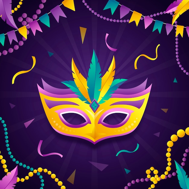 Vetor gradiente ilustração de celebração de mardi gras